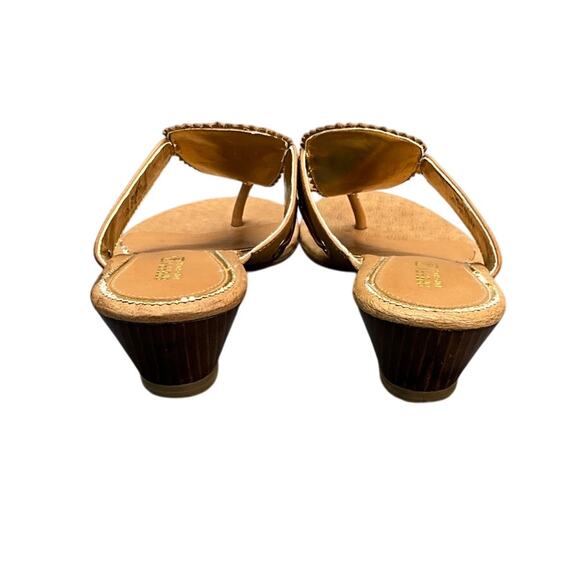 Sperry Topsider Tan Leather Tassel Flip Flop Slip On Wedge Sandal Women 8.5M - Picture 7 of 9